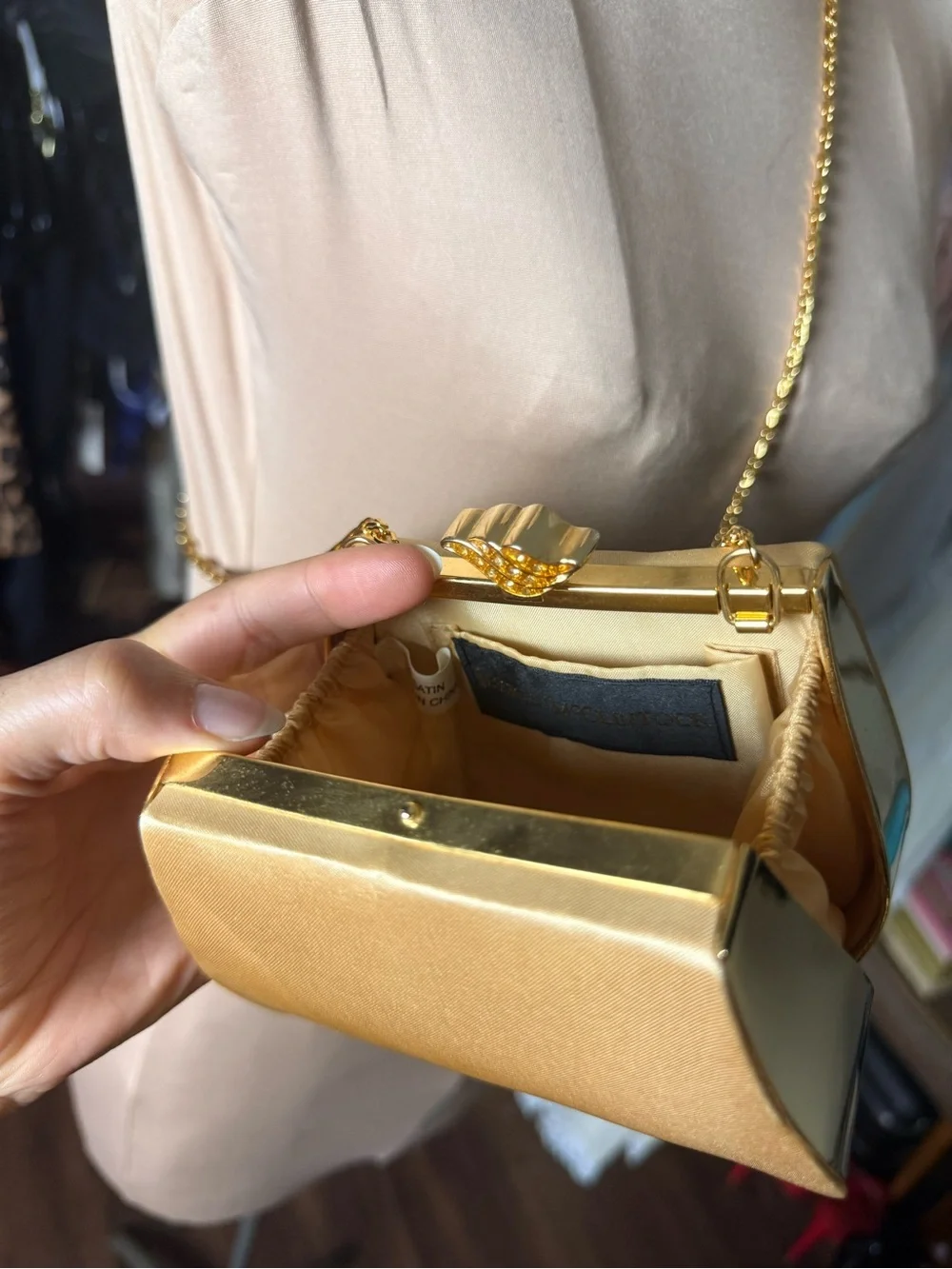 Vintage Jessica McClintock Gold Evening Clutch Bag